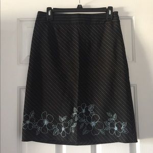 Black pin stripe skirt with baby blue embroidery